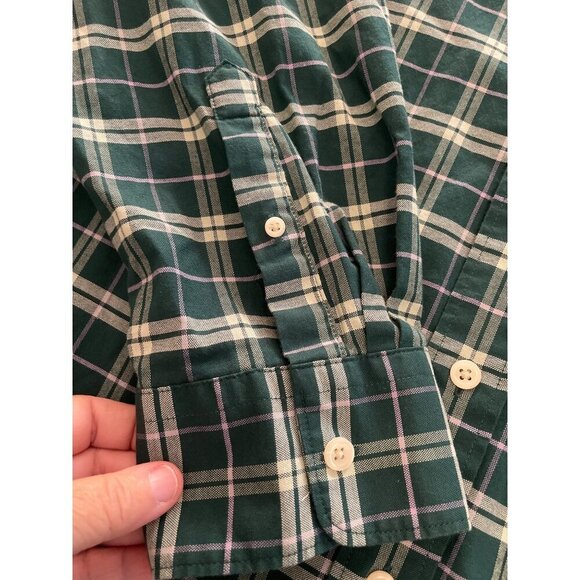 Izod Saltwater Relaxed Men's 3XLT Plaid Button Shirt Green & White - Picture 2 of 13